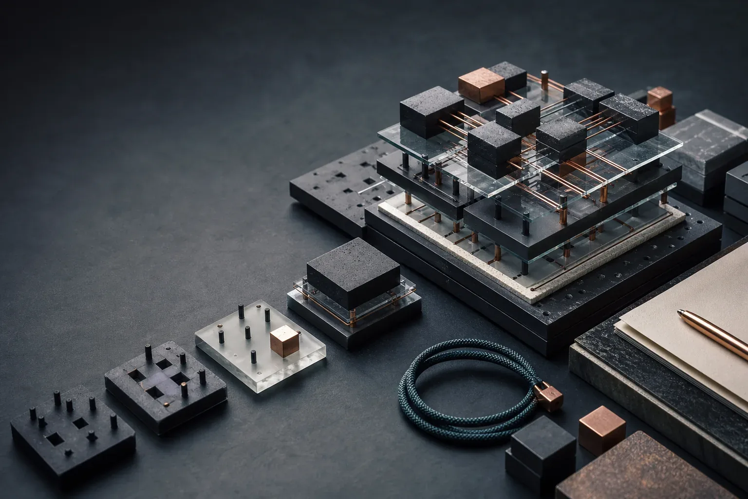 Precision-machined metal modules arranged into an interconnected software system